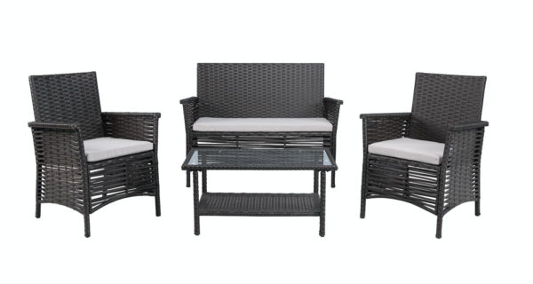 BANER GARDEN OUTDOOR FURNITURE COMPLETE PATIO 4 PIECES CUSHION PE WICKER RATTAN GARDEN DINING SET (N28) - Image 2