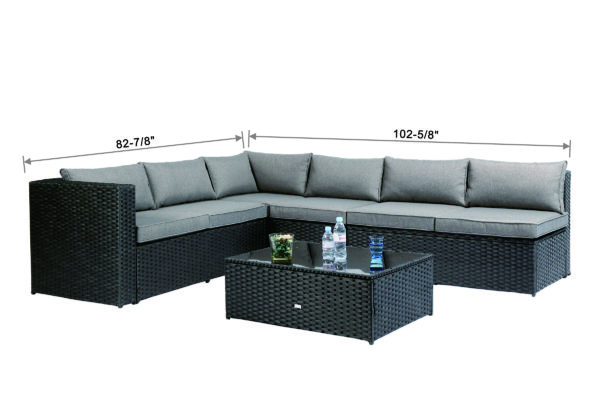 Baner Garden "Nat" PE Wicker Sectional Sofa Patio Set - Image 4