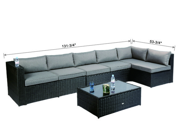 Baner Garden "Nat" PE Wicker Sectional Sofa Patio Set - Image 3