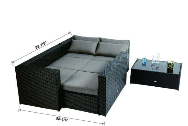 Baner Garden "Nat" PE Wicker Sectional Sofa Patio Set - Image 5