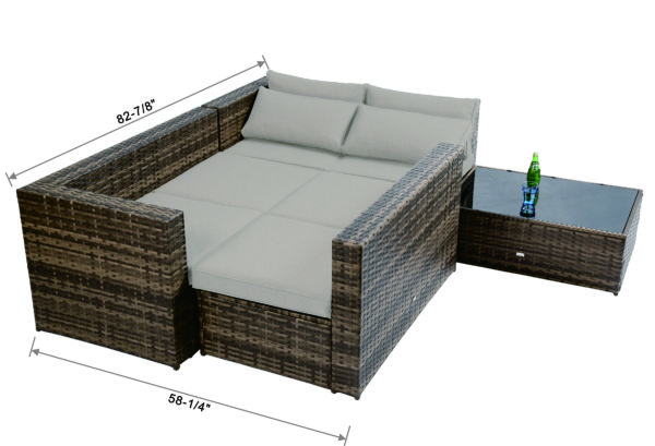 Baner Garden "Nat" PE Wicker Sectional Sofa Patio Set - Image 12
