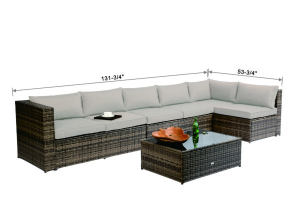 Baner Garden "Nat" PE Wicker Sectional Sofa Patio Set - Image 10