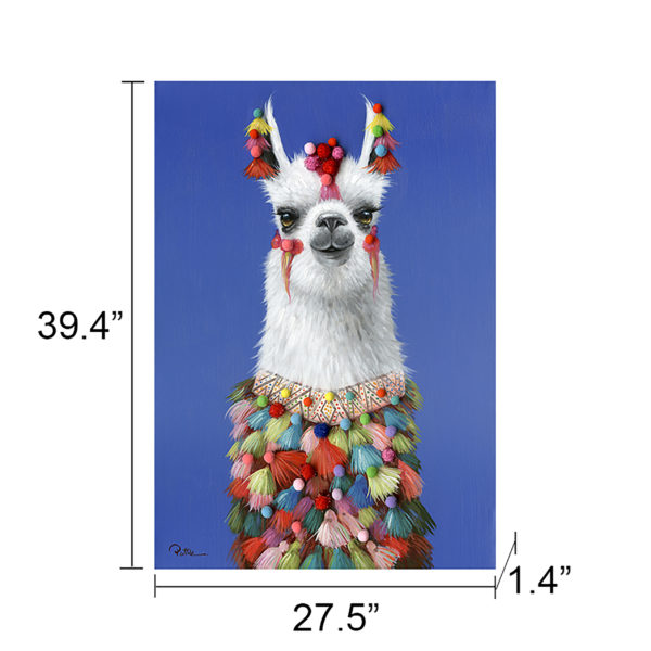 "PomPom Llama" Oil Painting - Image 7